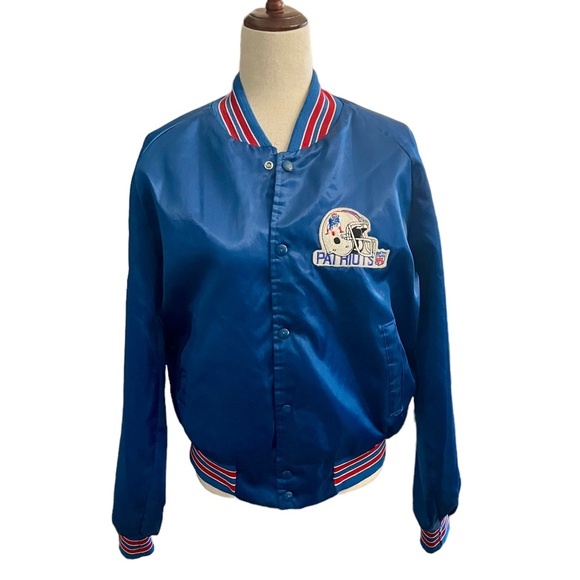 Vintage New England Patriots NFL Locker Line Sateen Bomber Varsity Jacket - Picture 1 of 16